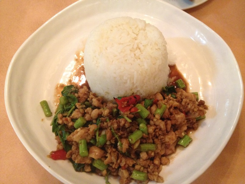 This was a great dish from The Spice House with pork, beans and rice.  We avoided the spicy red pieces!