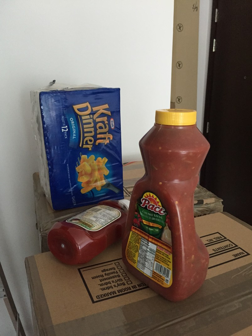 Canadian staples: Kraft Dinner, Heinz ketchup and (less Canadian but hard to find in Hong Kong) salsa!