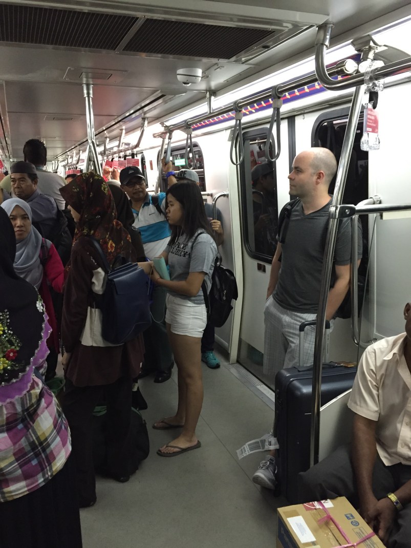 Enroute to our stop. Does it looks similar to the SkyTrain in Vancouver? It felt like we were on our way to Science World! And the train is made by Bombardier, so it's probably a similar design to Vancouver's system.