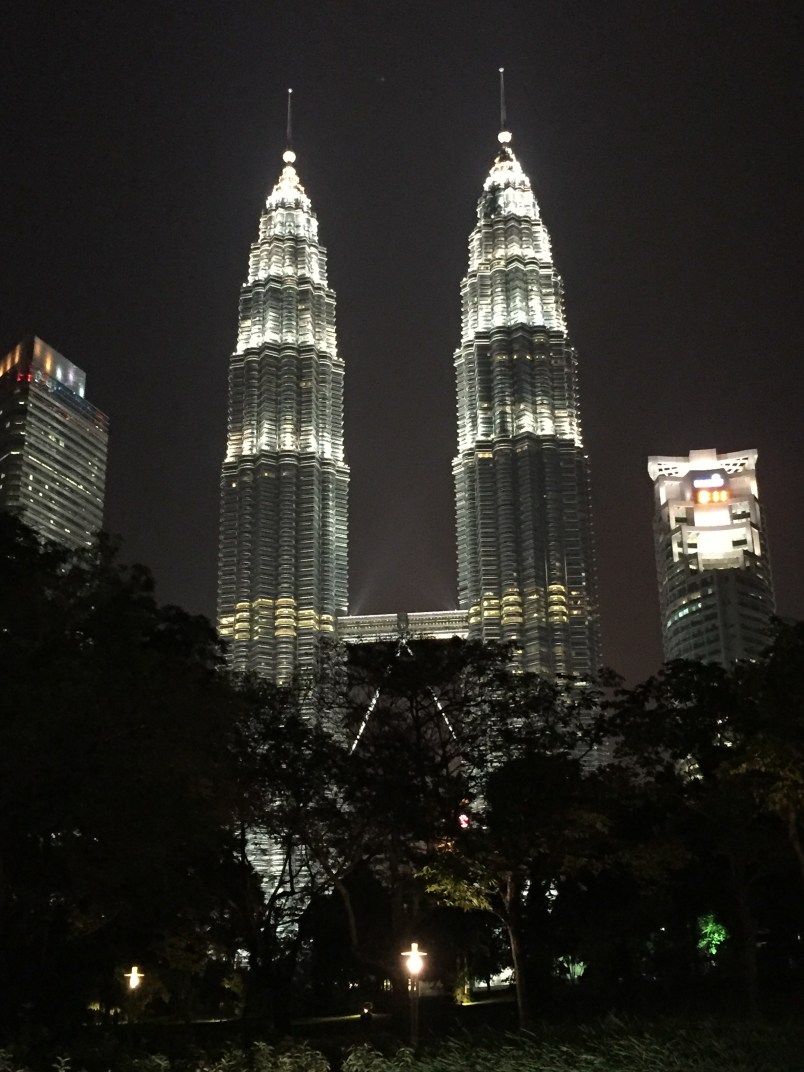 The towers are stunning at night.